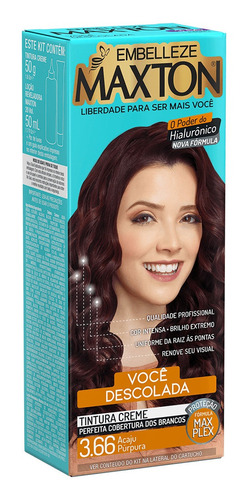 Kit Tintura Maxton  Tintura creme tom 3.66 acaju púrpura para cabelo