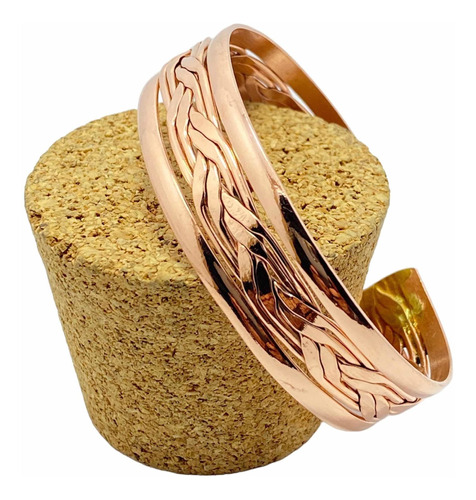 Brazalete 100 % Cobre Entrelazado Elaborado Por Artesanos..