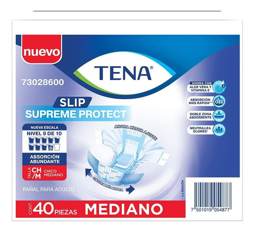 Pañal Mediano Tena Slip Supreme 40 Pzas