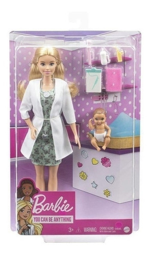 Imagem 2 de 3 de Barbie Profissões Deluxe- Médica Pediatra Com Bebê Mattel Ms