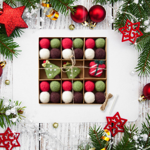 Kit De Guirnalda De Bolas De Fieltro De Navidad Diy
