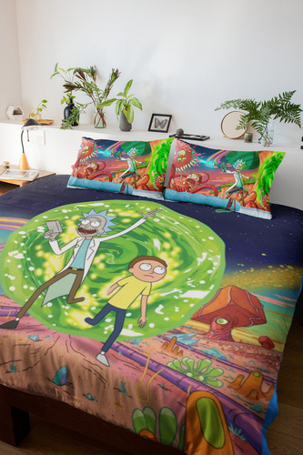 Lençol Solteiro Rick And Morty Personagem Cor Colorido