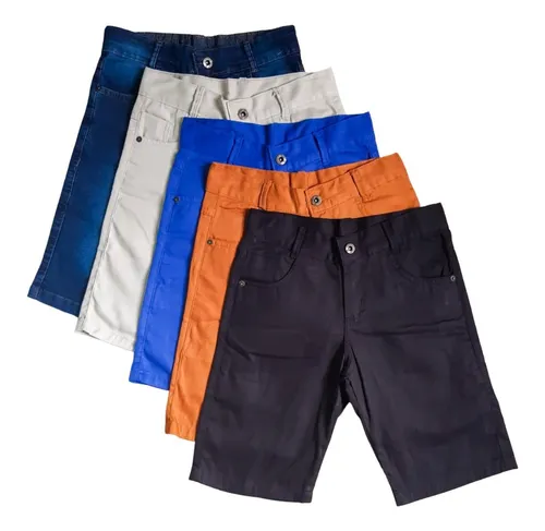 Bermuda Infantil Juvenil Colorida Masculina Brim 8 10 E 12