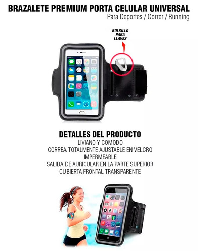 Imagen 5 de 8 de Brazalete Deportivo Correr Running Porta Celular Neoprene