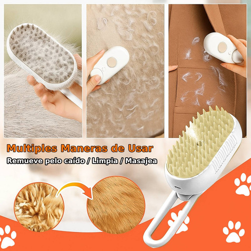 Genérico Cepillo De Vapor 3 En 1 Autolimpiante Gatos Perros Beige