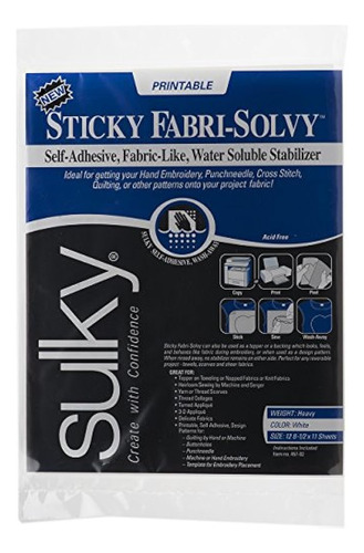 Sulky Estabilizador 8.5x11, Paquete De 12 8.5  X 11 , Blanco