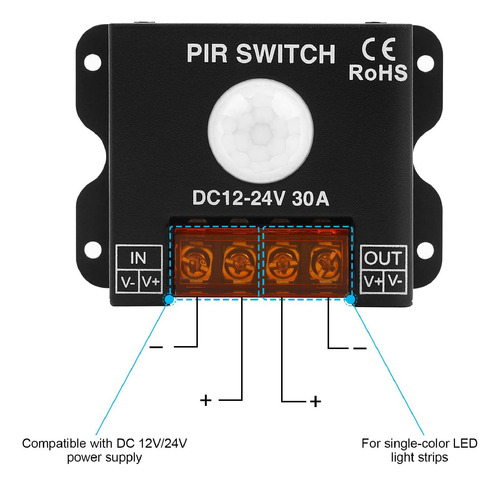 Sensor De Movimiento Pir Luz Led Con Sensor De Movimiento Pi
