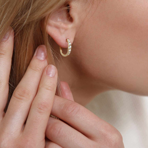 Cz Arracadas Aretes Huggies De Oro 14k Niña Mujer 16.6mm Aretes Regalo Mujer Novia Regalo