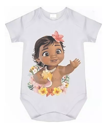 Romper jardineira macacão Moana baby bebê mêsversário aniversário