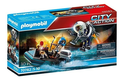 Figura Armable Playmobil Policía Mochila Propulsora 30 Pc