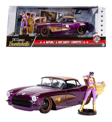 Batgirl Chevy Corvette Escala 1:24 Die Cast Figura Batichica