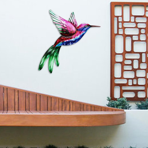 Colibrí Decoración De Pared Pájaro Escultura De Púrpura