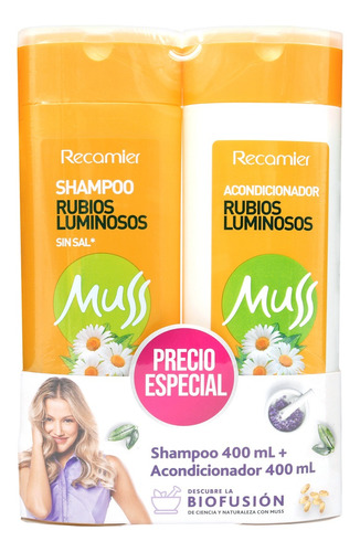  Muss SHAMPOO MUSS RUBIOS LUMINOSOS SIN SAL + ACONDICIONADOR