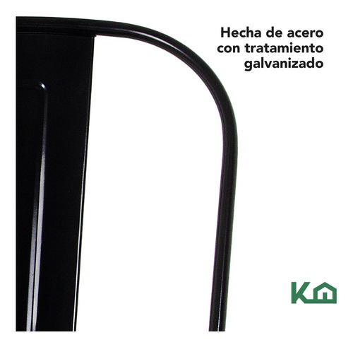 Silla Tipo Tolix De Comedor Color Negro Mate Diseño Vintage Minimalista Exterior Interior Comoda Ergonomica Resistente Kingshouse