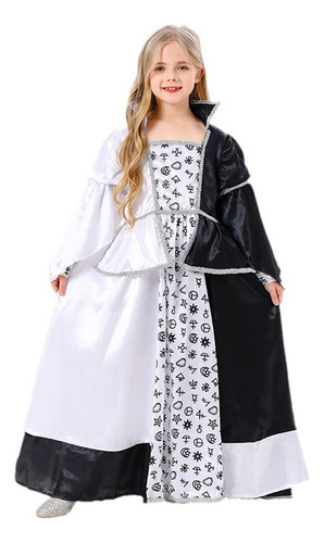 Blanco Y Negro Bruja Cos Disfraces Princesa Vestidos Niños Halloween Juego De Rol Actuación Escénica Disfraces