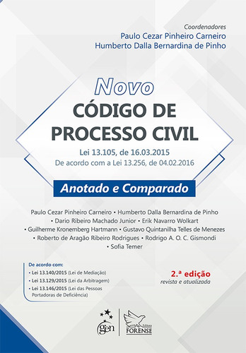 Novo Código de Processo Civil - Anotado e Comparado, de Forense. Editora Forense Ltda., capa mole em português, 2016