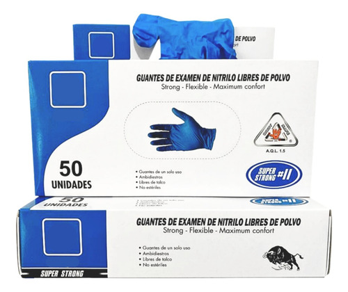 Guantes De Nitrilo Azul Hd Industrial #11 Caja X 50 Unidades