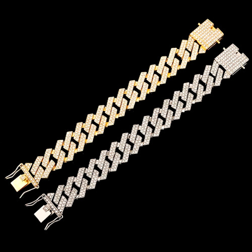 Pulsera Brazalete Cubana Strass Zigg 013 22cms - Dorada