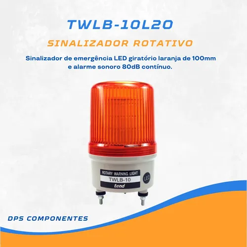 Sinaleiro Rotativo Led Laranja 220vca 100mm Buzzer Metaltex