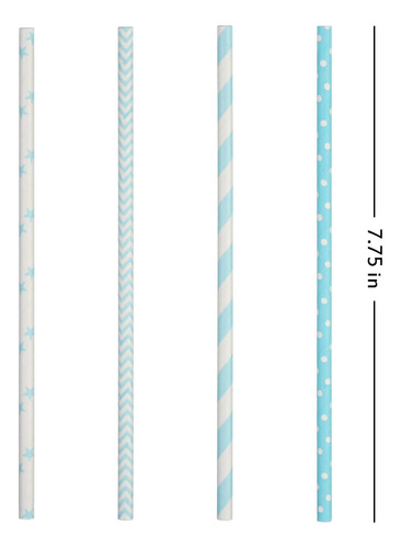 Alink Pajitas De Papel Biodegradables De Color Azul Claro Y