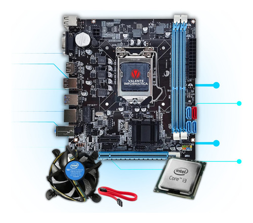 Kit Processador I3 4160 + Placa Mãe + Cooler