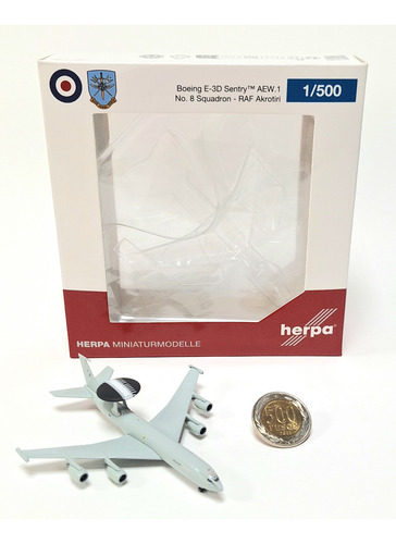 Miniatura Diecast 1/500, Avión Boeing E3d Sentry Raf, Herpa