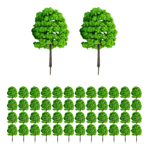 50pcs 1/100 Miniatura Modelo Árvore, Mini Estilo D .