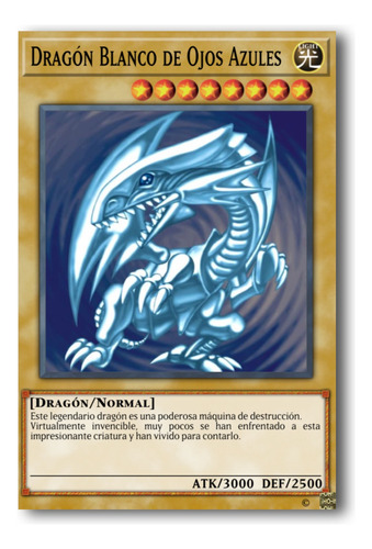 Cuadro Decorativo Cartas Yugioh 40x28 En Canvas Uv Dragón Blanco De Ojos Azules