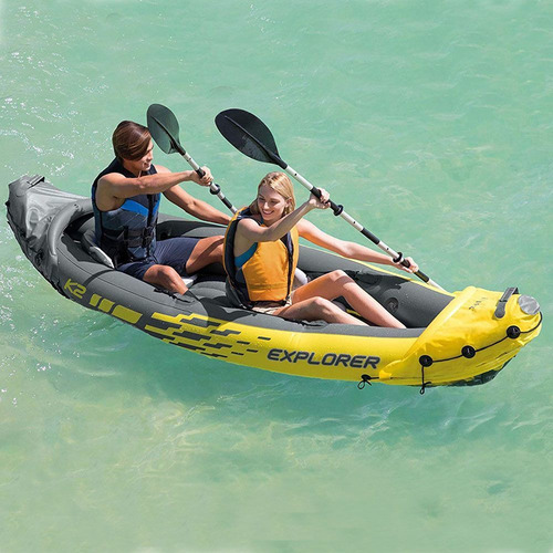 Imagem 2 de 5 de Caiaque Inflável Dulplo Explorer 160kg K2 Reforçado Completo