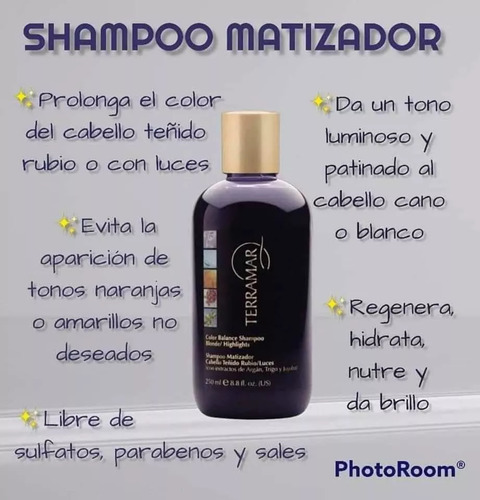 Shampoo Matizador Rubio Con Argan, Trigo Y Jojoba Terramar
