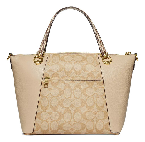 Bolsa Coach Original Kacey Satchel Colorblock Khaki Ivory Acabado De Los Herrajes Dorado Color Caqui Color De La Correa De Hombro Beige Diseño De La Tela Signature Canvas