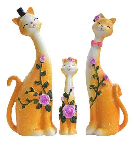 3 Uds Estatuas De Gato Esculturas De Gatito De Resina Para