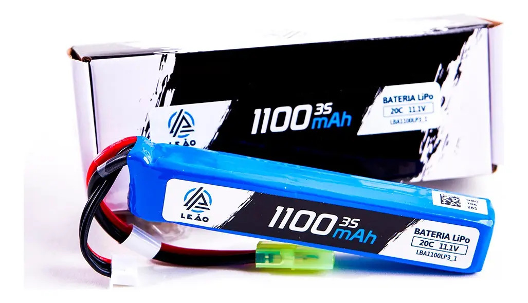 Bateria Para Airsoft Lipo 11.1v/3s - 1100mah - 20c/40c - Leã