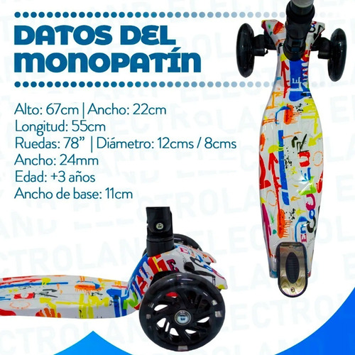 Imagen 4 de 10 de Monopatin Niños Luz Led Plegable 4 Ruedas Silicon Extensible
