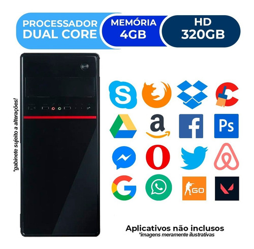 Computador Intel Dual Core 4gb Hd 320gb Windows 10 Original