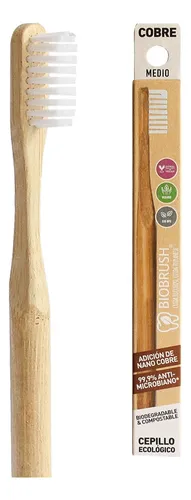 Cepillo Dental Medio Bambú Biobrush Con Nanocobre