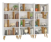 Comprar Combo 3 Estantes Estanterías Libreros Blanco Patas Madera