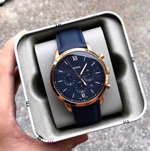 Fossil Neutra Chrono Reloj De Cuero Azul Para Hombrefs5454