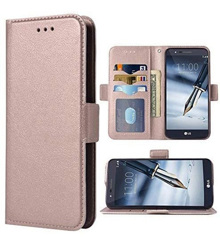 Funda Rosa Tipo Billetera Para LG Stylo 3