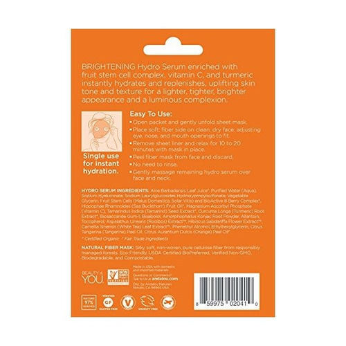 Imagen 2 de 2 de Andalou Naturals Instantánea Y Aclaran Apriete Hydro Serum M