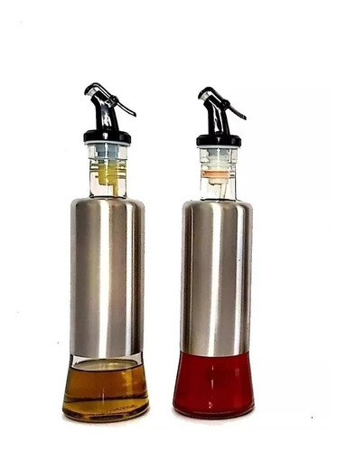 2 Porta Azeite Vinagre Oleo Em Aço Inox Chef Pronta Entrega
