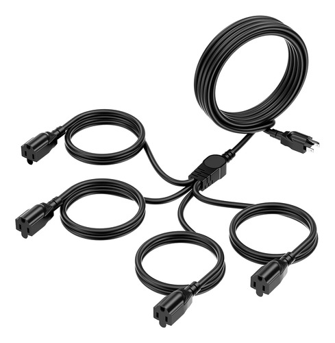 1 To 4 Splitter Extension Cord, Max 8 Ft End To End (13...