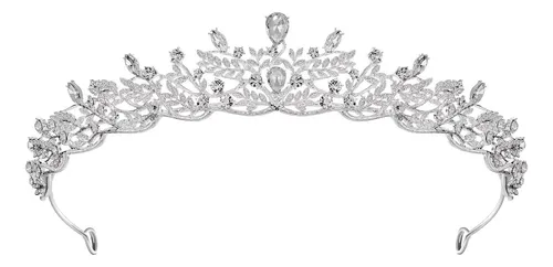 Tiara Corona De Cristales Para Novia Quinceañera Silver