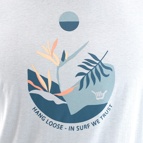 Imagen 4 de 7 de Polera De Hombre Hang Loose In Surf We Trust Celeste