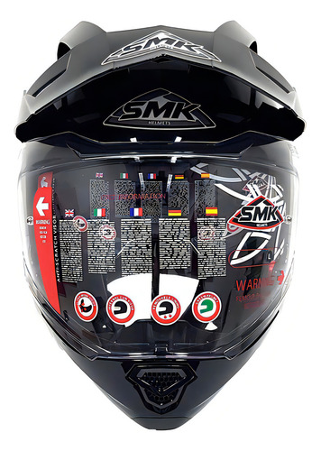 Casco Moto Smk 5 En 1 Hybrid Evo Classic C/ Pinlock Diseño Solid Color Negro Tamaño Del Casco S