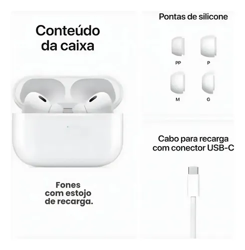 Fone Bluetooth Compatível AirPods Pro 2a Geração Full Branco
