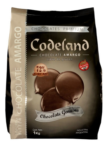 Imagen 1 de 3 de Chocolate Codeland Amargo 72% X 1 Kg