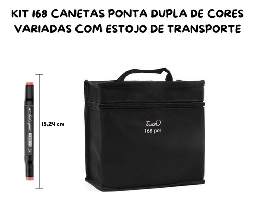 Marcador Conjunto Canetas Kit 168 Cores Permanente Ponta Cores Estojo Escolar Canetinha Touch