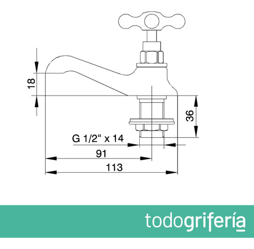 Canilla Simple Para Mesada En Cruz Pico Levantado Fv221