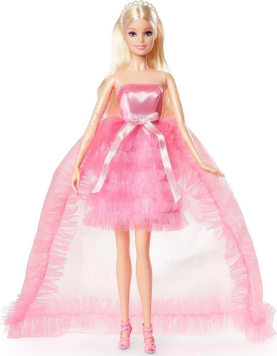 Barbie Muñeca De Cumpleaños Con Pelo Rubio Y Vestido Satén